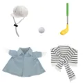 Süßes 23-Zoll Veranda-Gans Golf Outfit Set mit Mütze, Schläger, Ball, Hemd und Schal. - Passend für 23 Zoll / Blaues Golf Set