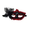 Masquerade mask party half face mask with black lace butterfly red black sequins costume props - Red