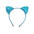 Blue sequin cat ear headband for kids and women, sparkly hair hoop for parties and daily wear. - Lake Blue