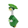 23-inch groene regenjas gans gazonstandbeeld, leuke stoepdecoratie met paraplu en eend. - Geschikt voor 23 inch / Set met groene Zirkonia