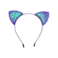 Glitter sequin cat ear headband in purple, cute hair accessory for kids and party wear. - Phantom Purple