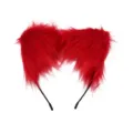 Red fluffy cat ears headband cute plush animal ear hair hoop for party cosplay and festival. - One Size / Red