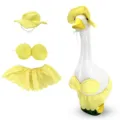 Zomer geel geruite bikini outfit en hoed set voor 23 inch veranda gans tuinbeeld. - Geschikt voor 23 inch / Gele Geruite Set