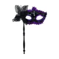 Máscara veneciana de mariposa con lentejuelas, antifaz negro y morado para fiesta. - Púrpura
