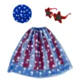 4th of July patriotic costume set including star tutu skirt, funny glasses and festival hat. - Independence Day Set / Fit 23 Inch