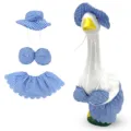 Blauw met wit gingham gans outfit zomer bikini set voor veranda gans standbeeld decor. - Geschikt voor 23 inch / Blauwe Ruit Set