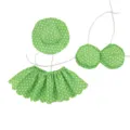 Groene stippen bikini outfit set met hoed voor een 23 inch veranda gans standbeeld. - Eén maat / Set / Groen