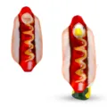 Funny hot dog costume for 23 inch porch goose, perfect for Halloween and Thanksgiving holiday decor. - Hot Dog Style C (Printed Hot Dog) / Suitable for 23 Inches