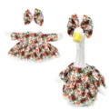 Set vestiti oca da portico di natalizio abito floreale festivo e cappello con fiocco 23 pollici - Adatto per 23 pollici / Set Foglia d'Acero Bianco