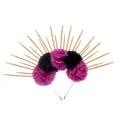 Halloween Day of the Dead halo headband with black and purple flowers and golden spike rays. - Black Pink Rose Headband