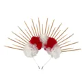 Mexican Day of the Dead festival halo crown headband with red white flowers and gold spikes. - Red White Rose Headband