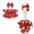 Set abbigliamento per oca di Natale con abito floreale rosso e fiocco coordinato 23 pollici. - Adatto per 23 pollici / Set Crisantemo Rosso