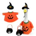 Halloween pompoen heksenhoed kostuum set voor tuingans standbeeld met spookmand - Pompoen Kostuum met Pompoen Hoed / Geschikt voor 23 inch