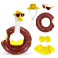 Grappige gazongans kostuumset met donut zwemband, hoed, zonnebril en vrolijke polka dot bikini. - Geschikt voor 23 inch / Chocolade Donut Bikini
