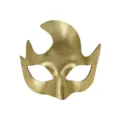 Maschera meta viso dorata in PVC con corno per feste di Halloween e carnevale. - Oro