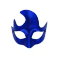 Maschera mezza faccia in PVC blu con corno curvo per festa in costume di Halloween - Blu