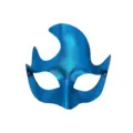 Maschera mezza faccia in PVC blu con corna ricurve per festa di Halloween e carnevale. - Azzurro