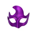 Mezza maschera in PVC viola con corno ricurvo per Halloween, feste in costume e carnevali. - Viola