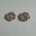 Translucent smoky pink 20-sided d20 dice set featuring white numbers for tabletop games - Transparent Pink