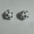 Zwei weiße 20-seitige D20-Würfel mit schwarzen Zahlen für Tabletop-Rollenspiele - Einfarbig Weiß