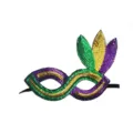 Mardi Gras masker goud paars groen pailletten oogmasker carnaval feest verkleedpartij accessoire - Eén maat / Mardi Gras Masker met Veren (Stijl B)