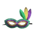 Detailweergave van een Mardi Gras pailletten masker in groen, goud en paarse kleuren. - Eén maat / Mardi Gras Masker (Stijl A)