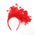 Red feather headband for women party festival costume fashion hair accessory cute style - Red