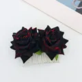 Schwarzer roter Rosen Blumen Haarkamm Metall Haarschmuck für Damen Party Kostüm. - Rot Und Schwarz Farbverlauf