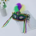 Mardi Gras carnival feather sequin mask for women, elegant party dress up and ball mask. - Jester Type B