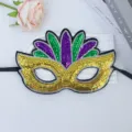 Mardi Gras feest pailletten masker, goud paars groen feestelijke oogmasker voor evenementen. - Carnaval Driekleuren Masker Stijl 2
