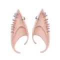 Paar rosa Latex-Elfenohren mit Punk-Metall-Ohrklemmen und Strasssteinen für Partys - Einheitsgröße / Elf Ohren - Strass Silberner Ring