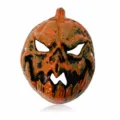 Halloween PU foam scary pumpkin skeleton mask for horror party costume props and carnival events. - Gold Pumpkin Head
