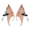Gotische Punk Elfen Ohr Manschetten mit schwarzen Fledermausflügeln und Kreuz Ketten Cosplay. - Einheitsgröße / Elf Ohren - Kleiner Teufel