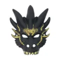 Halloween simulation stereo dragon mask in black and gold for party cosplay props - Black & Gold