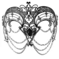 Halloween sexy Metall Venedig Eisen Quaste Maske Maskerade Strass Halbgesicht Maske Party Zubehör - Eisenkunst Strass Quasten Maske - Schwarz