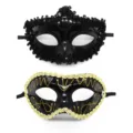 Maskenball Maske Set schwarz gold spitze halbgesicht kostüm party zubehör für erwachsene - Bordüren-Kombination - Schwarz