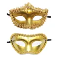 Goldene Masken für Maskerade und Halloween, Karneval Augenmaske mit Pailletten und Dekoration. - Bordüren-Kombination - Gold