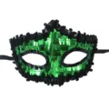 Green sequin masquerade half face mask for Halloween party Venetian prom costume decor. - Green