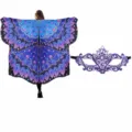 Peacock cloak and purple lace mask set, perfect for Halloween party performance costumes. - Colorful Peacock Cape and Mask