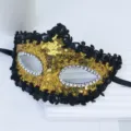 Gold Pailletten Karneval Maske Schwarzer Rand Strass Halbgesicht Party Variante - Pailletten Glatte Maske (Gold)