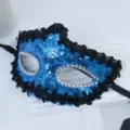 Maschera di Masquerade con Paillettes Blu e Strass per Festa di Halloween e Carnevale - Maschera Semplice con Paillettes (Blu)