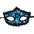 Máscara de lentejuelas azules carnaval fiesta de disfraces media cara antifaz cosplay. - Azul