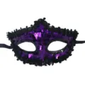 Mascara de media cara de lentejuelas moradas para fiesta de Halloween cosplay props - Púrpura