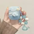 Cute 3D seal AirPods case in translucent blue with a beaded whale charm accessory - 3D Blue Whale Case With Pendant