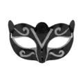 Schwarze Venezianische Maske Silber Glitzer Katzenohr Halbes Gesicht Party Kostüm - Schmetterlingsstil / Schwarz