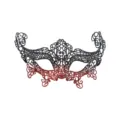 Black Red Gradient Lace Masquerade Mask Half Face Halloween Party Cosplay Costume Prop - Black Red
