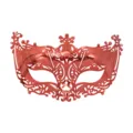 Red electroplated hollow half-face masquerade mask, perfect for Halloween and party events. - Fox Style (5937583987825) / Red
