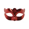 Red metallic half-face masquerade mask for Halloween party costume ball fancy props. - Red