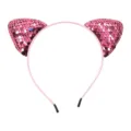 Süßer rosa Pailletten Katzenohren Haarreif für Kinder, glänzender Haarschmuck für Party. - Rosa