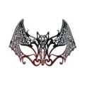 Masquerade bat half face mask with rhinestones, sexy metal filigree eye mask for party carnival. - Rhinestone Iron Bat - Black Red